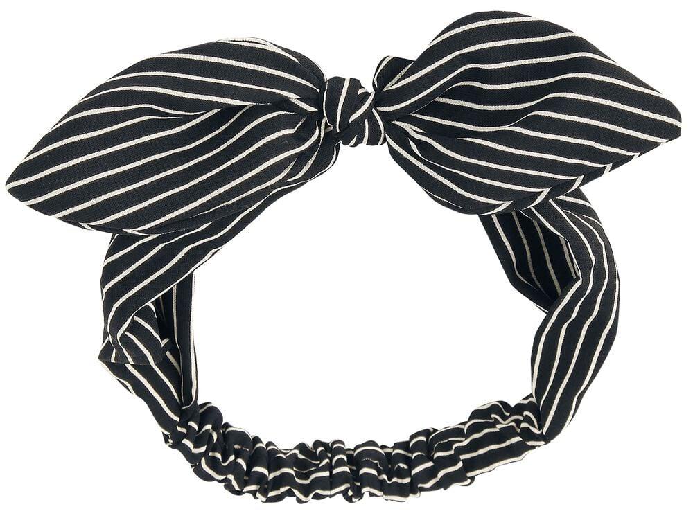 gothicana by emp "Striped Bow" Hairband black-white by Banned Alternative