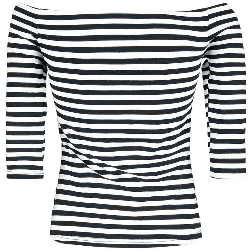 Gothicana By Emp "Stripes Longsleeve" Long-sleeve Shirt Black-white By Forplay