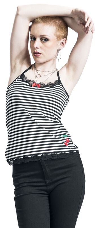Gothicana By Emp "Stripey Classic Top" Top Black-white By Pussy Deluxe