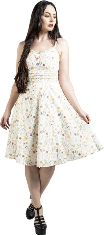 Gothicana By Emp "Summer Flowers Emb Flare Dress" Midi Dress Multicolour By Voodoo Vixen