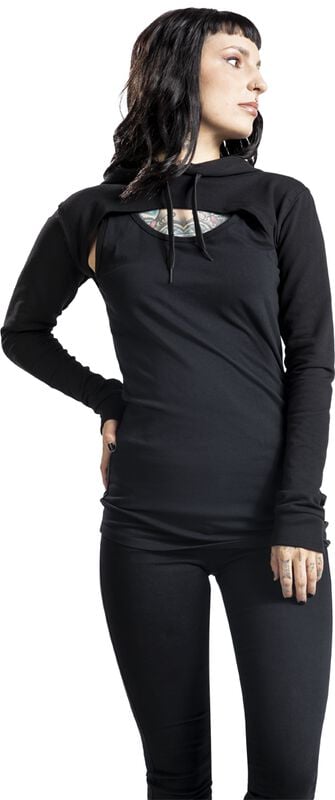 Gothicana By Emp "Super Cropped Hoodie Doris" Hoodie Black By Outer Vision