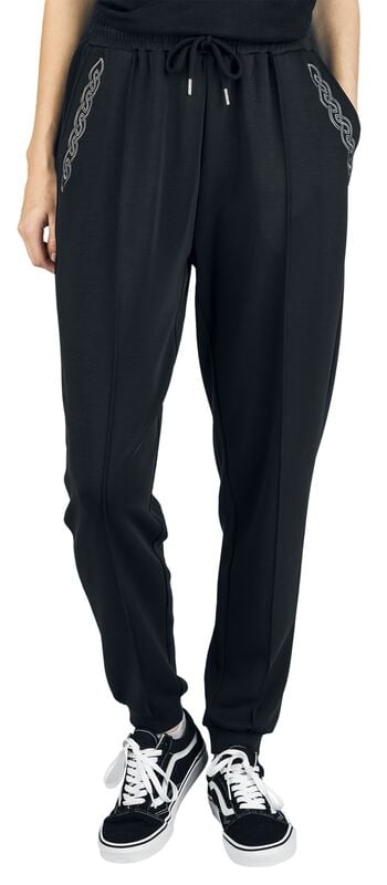 Gothicana By Emp "Sweatpants With Celtic Embroidery" Tracksuit Trousers Black By Black Premium By EMP