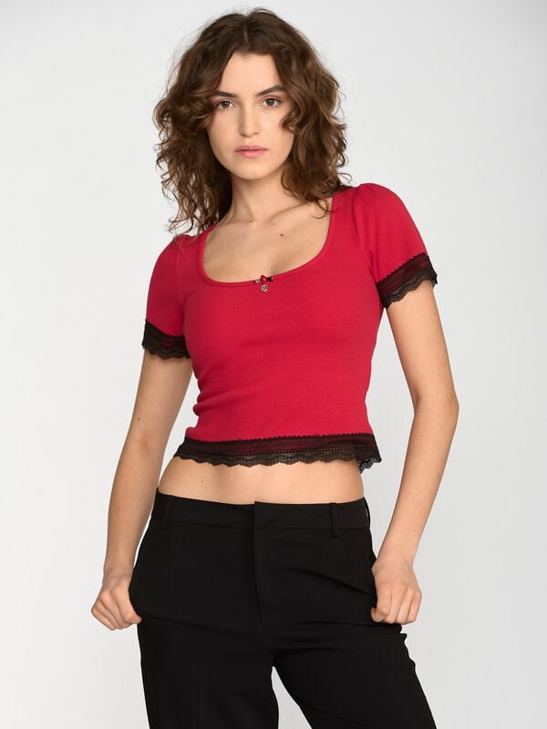 Gothicana By Emp "Sweet Crop Top" T-Shirt Red-black By Vive Maria