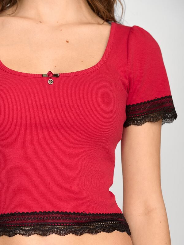 Gothicana By Emp "Sweet Crop Top" T-Shirt Red-black By Vive Maria
