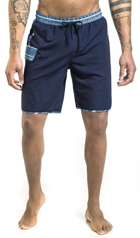Gothicana By Emp "Swim Shorts With Graphic Design" Swim Shorts Dark Blue By RED By EMP