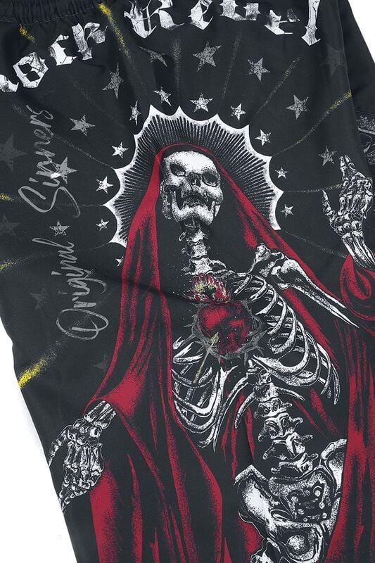 Gothicana By Emp "Swim Shorts With Old School Print" Swim Shorts Black By Rock Rebel By EMP