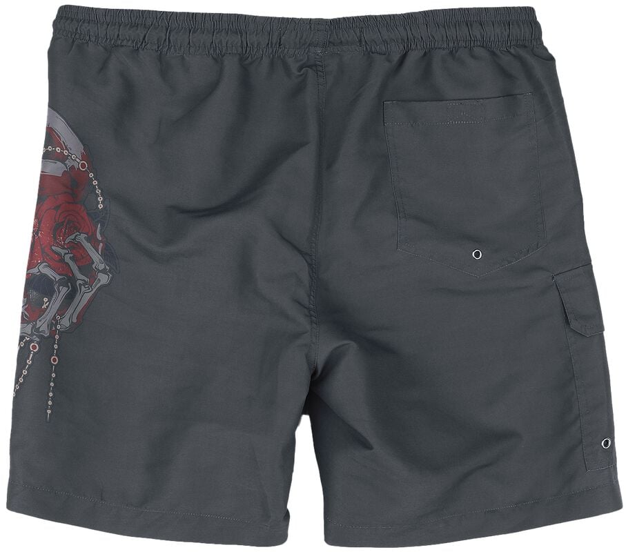 Gothicana By Emp "Swim Shorts With Roses" Swim Shorts Dark Grey By Rock Rebel By EMP