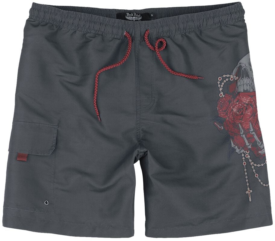 gothicana by emp "Swim Shorts With Roses" Swim Shorts dark grey by Rock Rebel by EMP