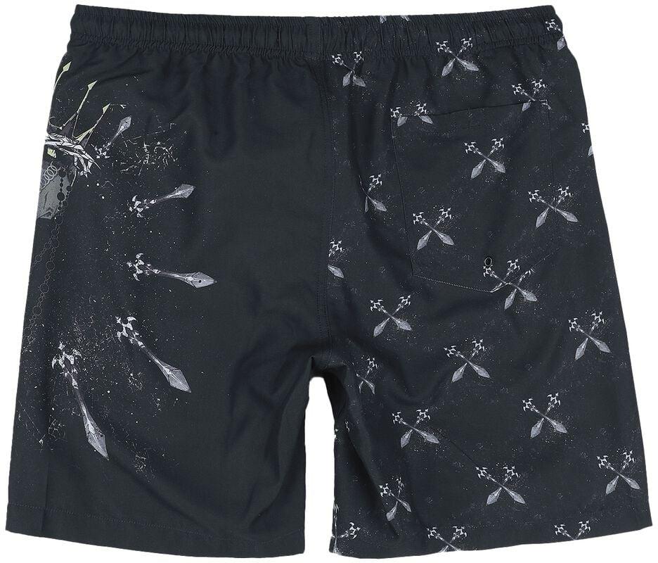 Gothicana By Emp "swim Shorts With Skull King And Sword" Swim Shorts Black By Rock Rebel By EMP