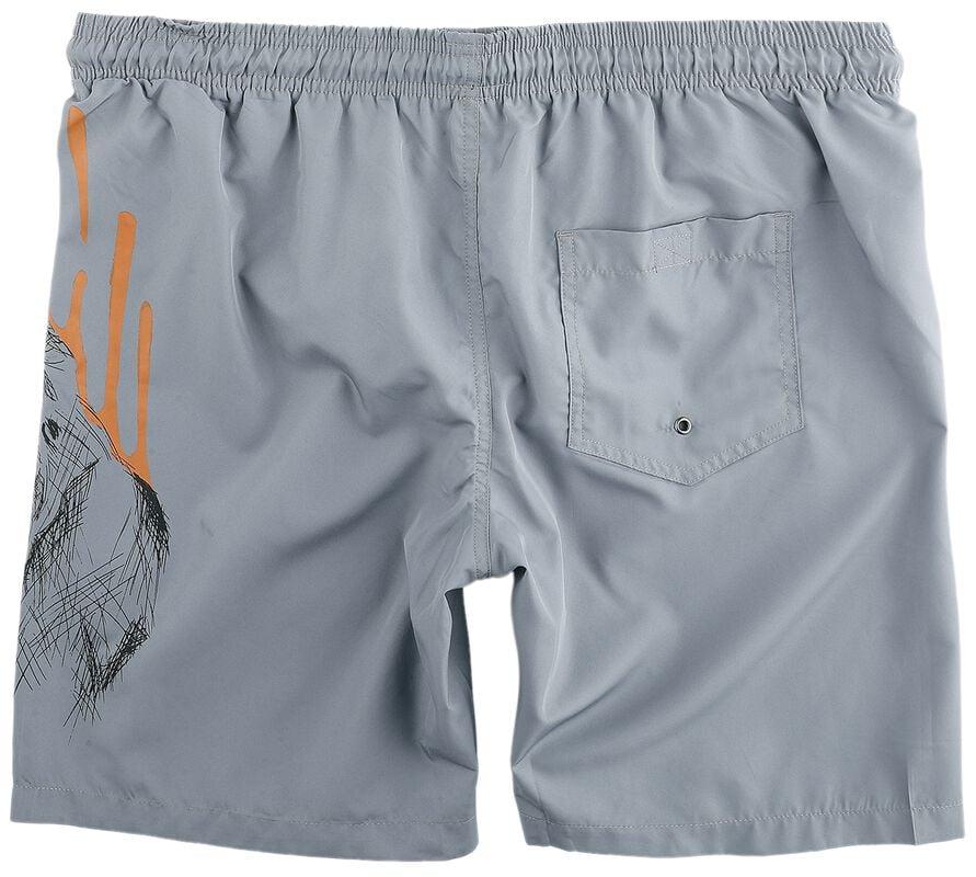 Gothicana By Emp "Swimshorts With Gorilla Print" Swim Shorts Grey By RED By EMP