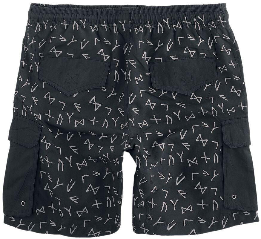 Gothicana By Emp "Swimshorts With Rune Pattern" Swim Shorts Grey By Black Premium By EMP