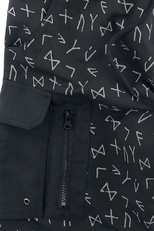 Gothicana By Emp "Swimshorts With Rune Pattern" Swim Shorts Grey By Black Premium By EMP