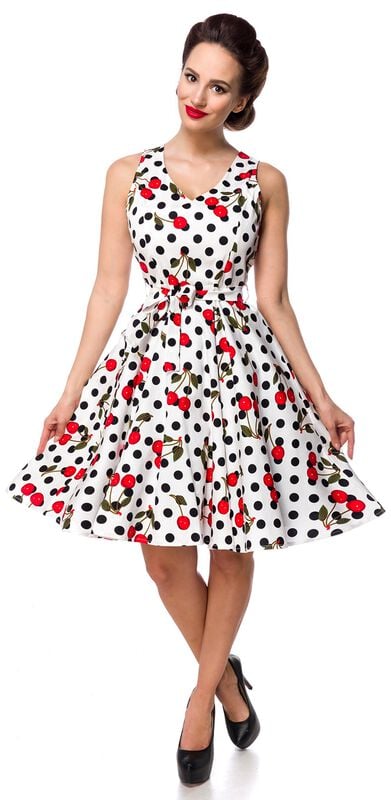 Gothicana By Emp "Swing Cherry Dress" Midi Dress Black-white By Belsira