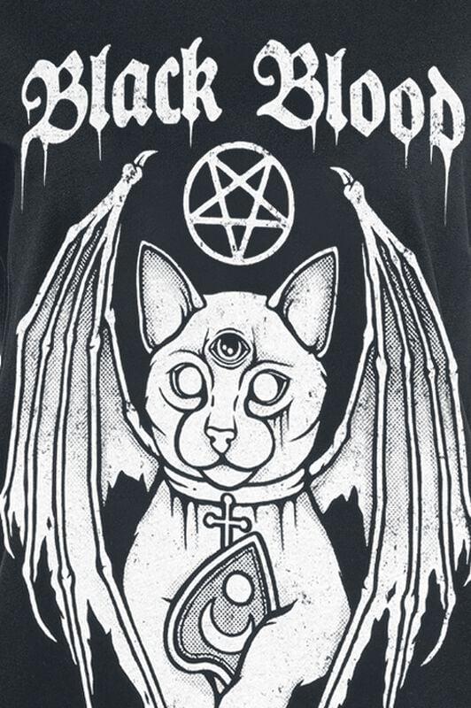 Gothicana By Emp "T-Shirt With Demonic Cat" T-Shirt Black By Black Blood By Gothicana