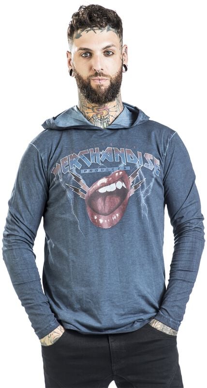 Gothicana By Emp "T-Shirt With EMP Vintage Print" Long-sleeve Shirt Blue By EMP Stage Collection