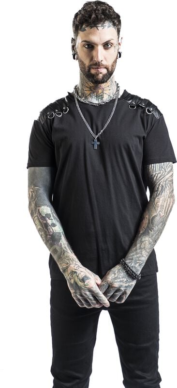 Gothicana By Emp "T-shirt With Straps On Shoulders" T-Shirt Black By Gothicana By EMP