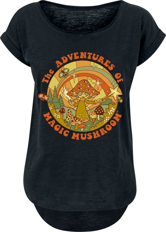 gothicana by emp "The adventures of magic mushroom" T-Shirt black by Steven Rhodes