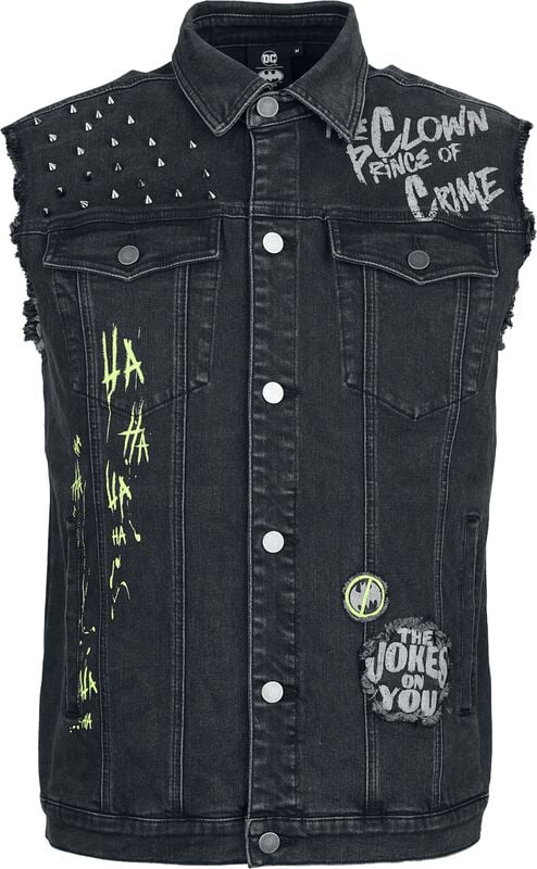 gothicana by emp "The Joker - The Clown - Prince of Crime" Vest black denim by Batman
