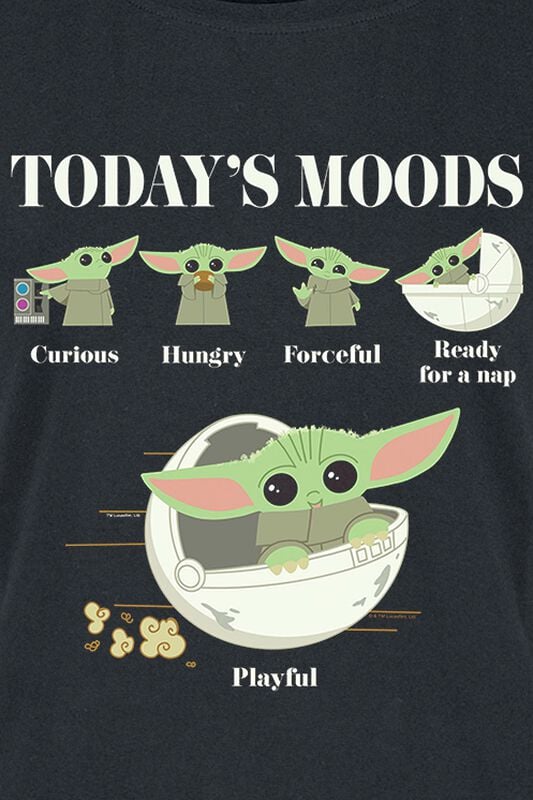 Gothicana By Emp "The Mandalorian - Grogu - Moods" T-Shirt Black By Star Wars