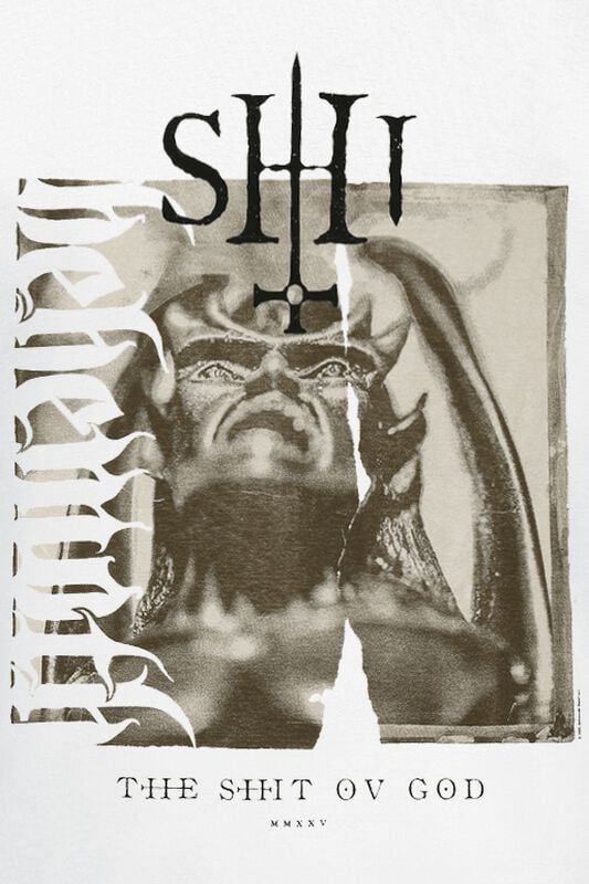 Gothicana By Emp "The Shit Ov God - Sepia Parchment V4" T-Shirt White By Behemoth
