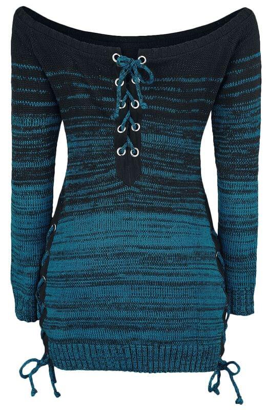 Gothicana By Emp "Thena Top" Knit Jumper Black-blue By Innocent