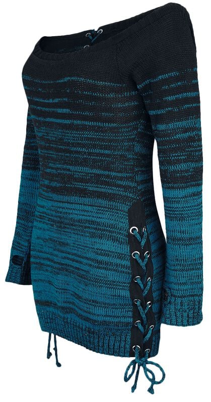 Gothicana By Emp "Thena Top" Knit Jumper Black-blue By Innocent