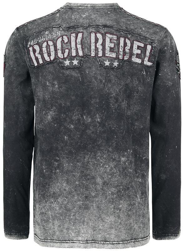 Gothicana By Emp "Through The Glass" Long-sleeve Shirt Dark Grey By Rock Rebel By EMP