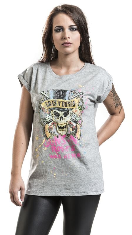 Gothicana By Emp "Top Hat Splatter" T-Shirt Mottled Grey By Guns N' Roses