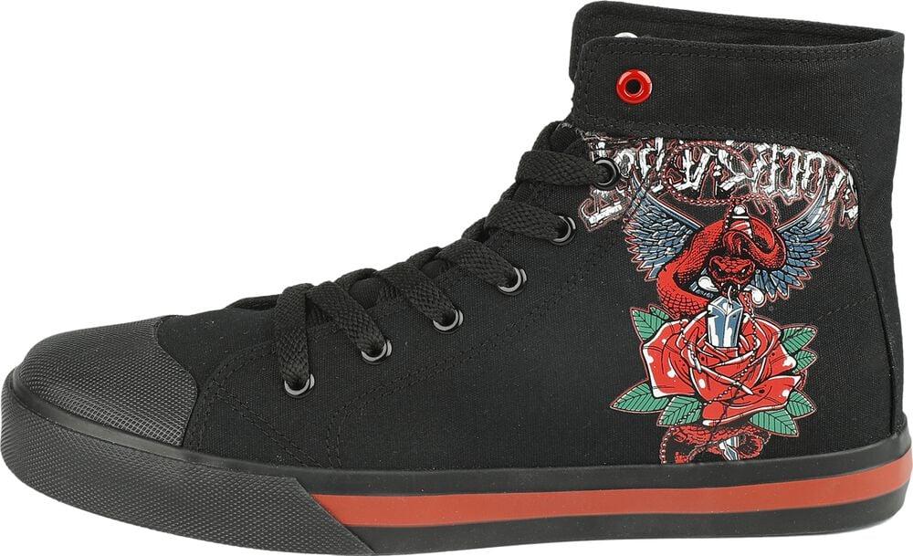 Gothicana By Emp "Trainers With Old School Print" Sneakers High Black By Rock Rebel By EMP