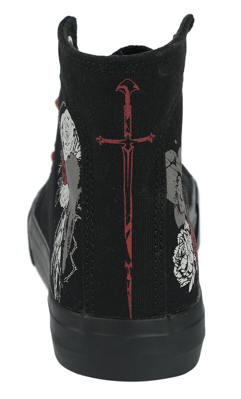 Gothicana By Emp "Trainers With Rose And Skull Print" Sneakers High Black By Black Premium By EMP