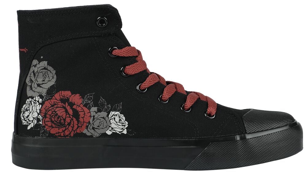Gothicana By Emp "Trainers With Rose And Skull Print" Sneakers High Black By Black Premium By EMP