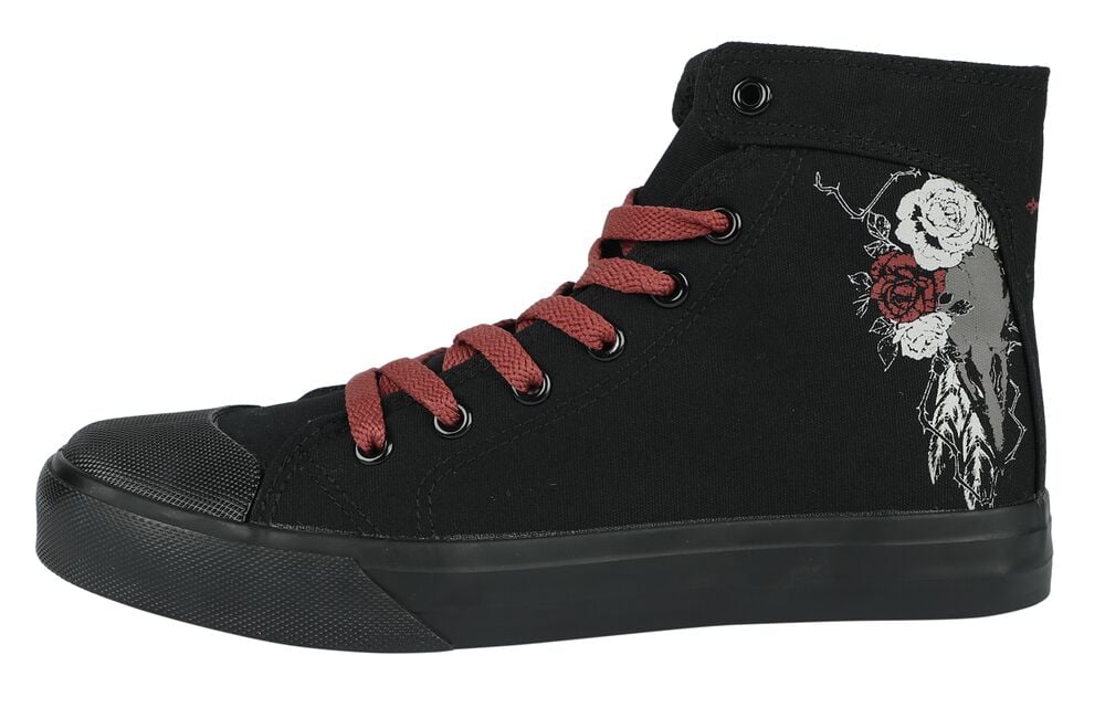 Gothicana By Emp "Trainers With Rose And Skull Print" Sneakers High Black By Black Premium By EMP