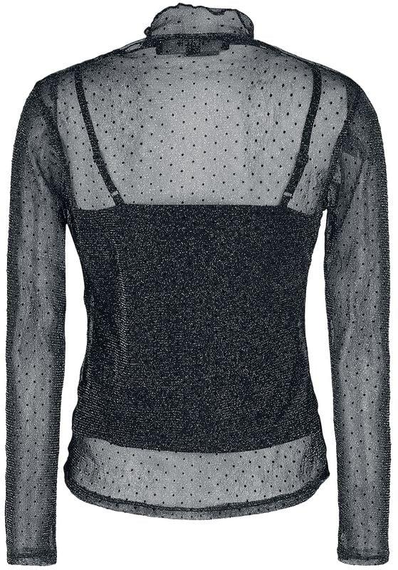 Gothicana By Emp "Transparent Longsleeve Shirt With Dots And Silver Threads" Long-sleeve Shirt Black By Black Premium By EMP