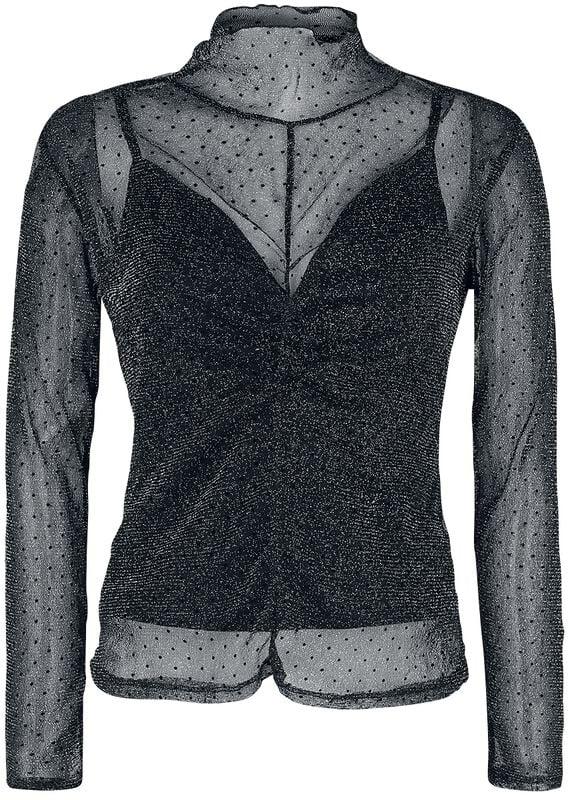 gothicana by emp "Transparent Longsleeve shirt with dots and silver threads" Long-sleeve Shirt black by Black Premium by EMP