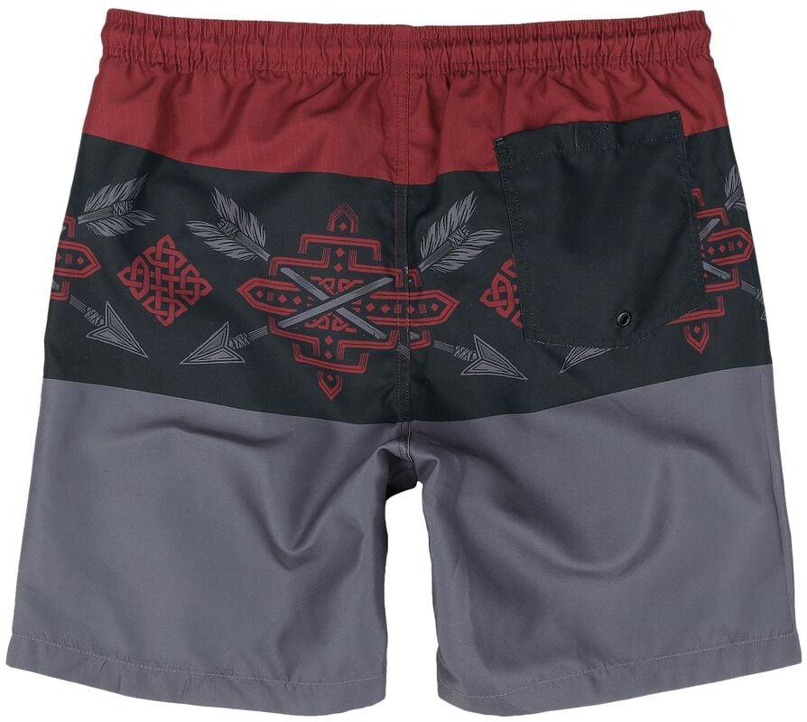 Gothicana By Emp "Tricolor Swim Shorts With Arrow Print" Swim Shorts Red-black By Black Premium By EMP