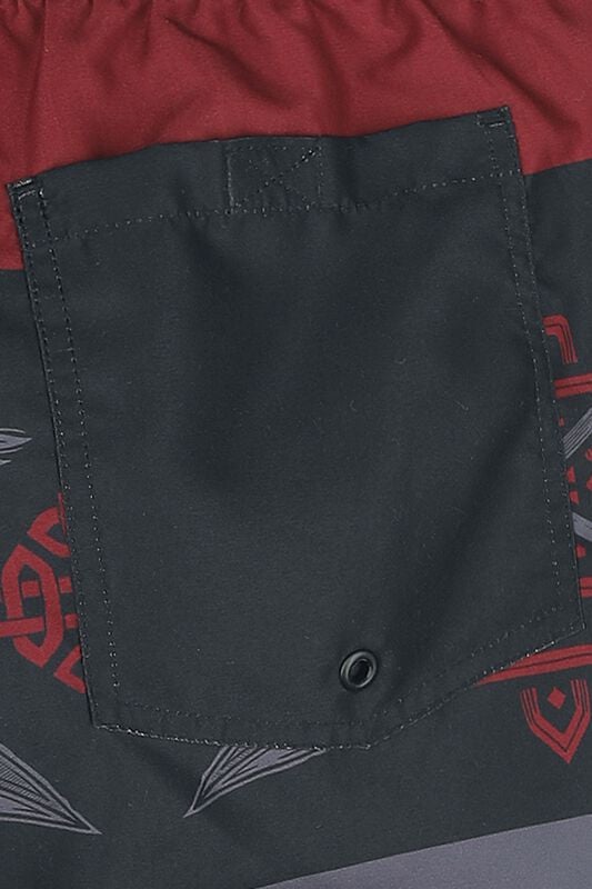 Gothicana By Emp "Tricolor Swim Shorts With Arrow Print" Swim Shorts Red-black By Black Premium By EMP