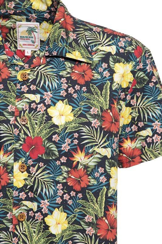 Gothicana By Emp "Tropical Hawaiian-style Shirt" Short-sleeved Shirt Black By King Kerosin