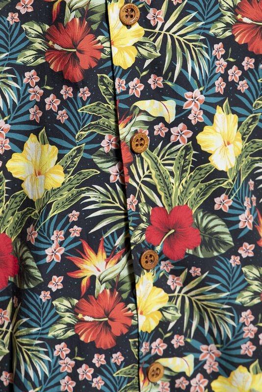 Gothicana By Emp "Tropical Hawaiian-style Shirt" Short-sleeved Shirt Black By King Kerosin