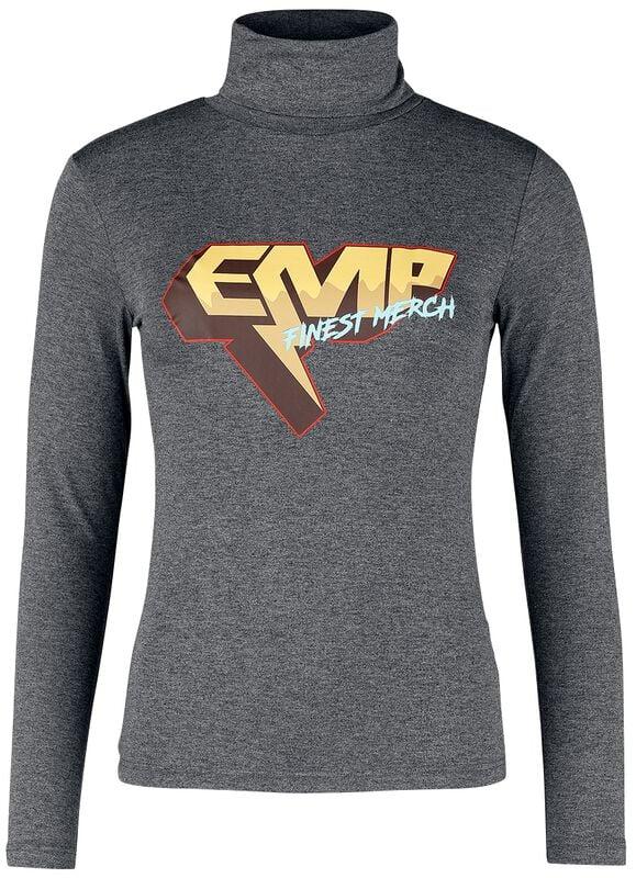 gothicana by emp "Turtleneck shirt with EMP print" Long-sleeve Shirt mottled grey by EMP Stage Collection