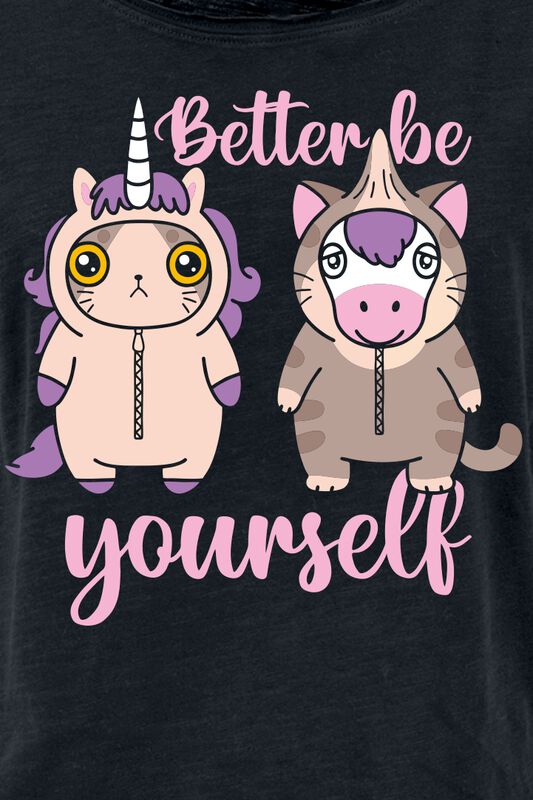 Gothicana By Emp "Unicorn - Cat - Better Be Yourself" T-Shirt Black By Tierisch