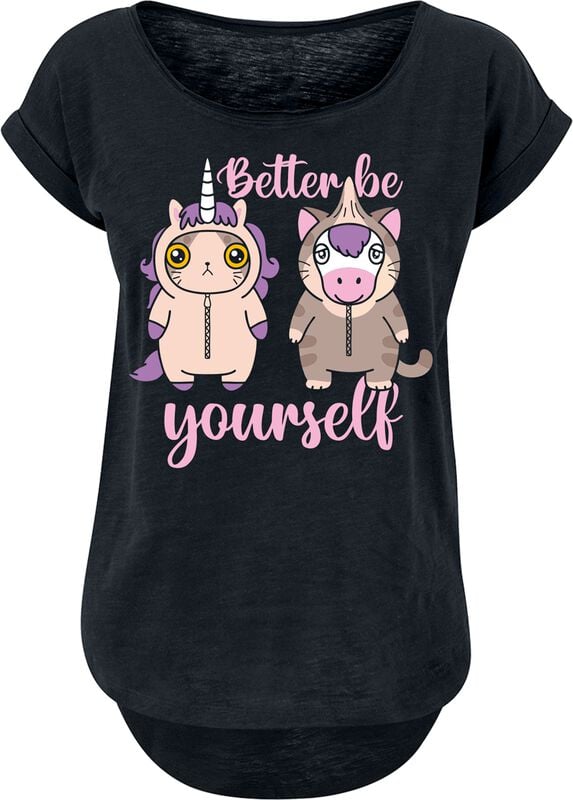 gothicana by emp "Unicorn - Cat - Better Be Yourself" T-Shirt black by Tierisch