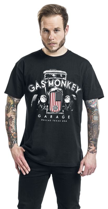 Gothicana By Emp "US Flag Grill" T-Shirt Black By Gas Monkey Garage