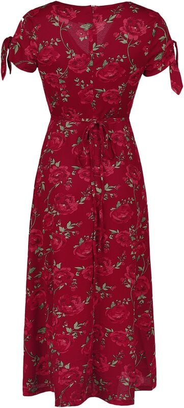 Gothicana By Emp "V-neck Flared Dress" Maxi Dress Red By Voodoo Vixen