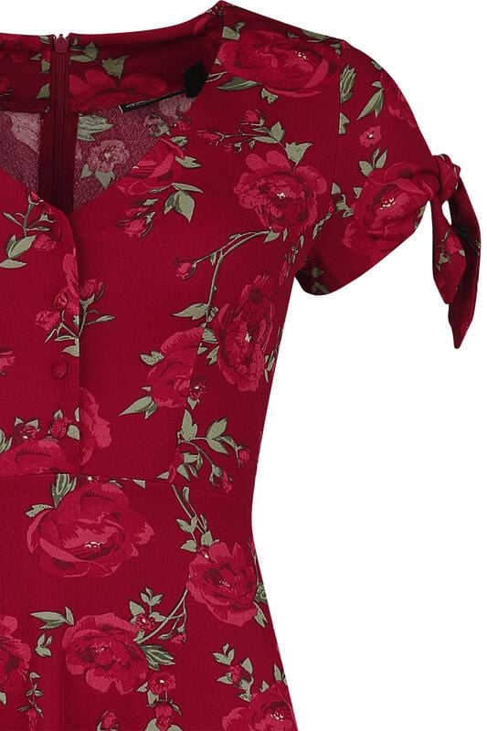 Gothicana By Emp "V-neck Flared Dress" Maxi Dress Red By Voodoo Vixen