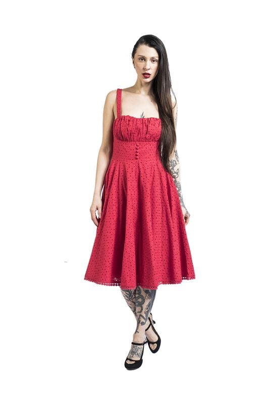 Gothicana By Emp "Valerie Dress" Midi Dress Red By Timeless London