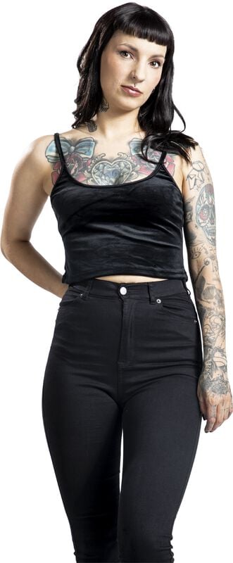 Gothicana By Emp "Velvet Crop Top" Top Black By Urban Classics