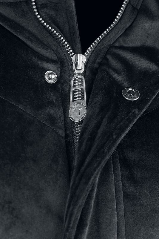 Gothicana By Emp "Velvet Winter Jacket With Faux-fur Hood" Winter Jacket Black By Black Premium By EMP