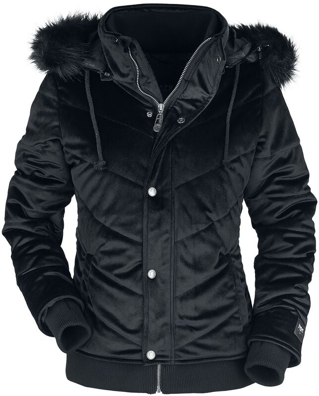 gothicana by emp "Velvet winter jacket with faux-fur hood" Winter Jacket black by Black Premium by EMP