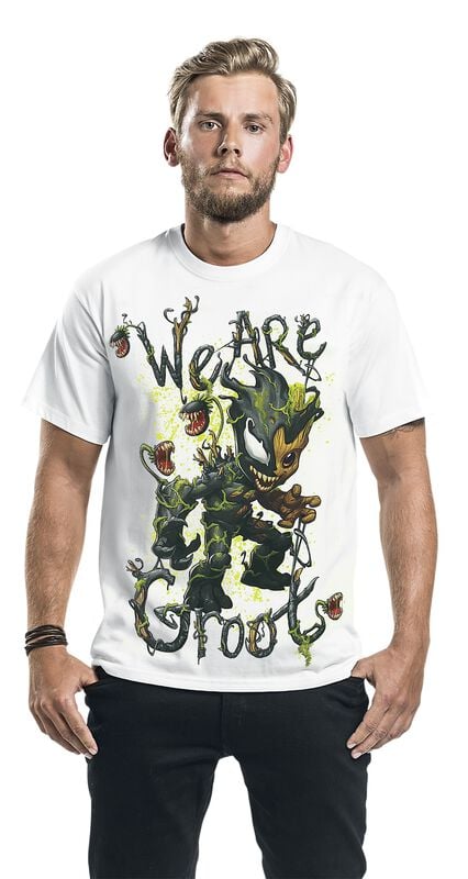 Gothicana By Emp "Venomized Groot - We Are Groot" T-Shirt White By Marvel