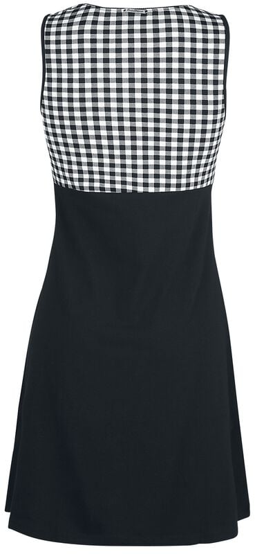 Gothicana By Emp "Vichy Cherry Dress" Midi Dress Black-white By Pussy Deluxe